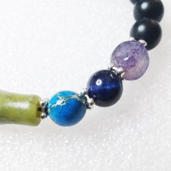 8" Chakra Stretch Bracelet w. Carnelian, Citrine Jasper, Tigereye & Agate Stone - Picture 6 of 9